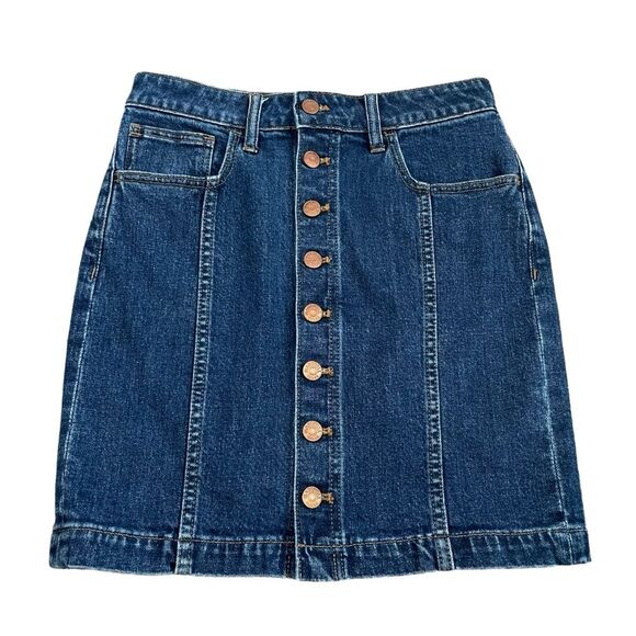 MADEWELL Stretch Denim Straight Mini Skirt in Pfeiffer Wash Size 26 - Picture 4 of 8